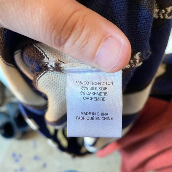 Molly | Navy Chevron Stripe Cashmere Silk Dress - Picture 10 of 10